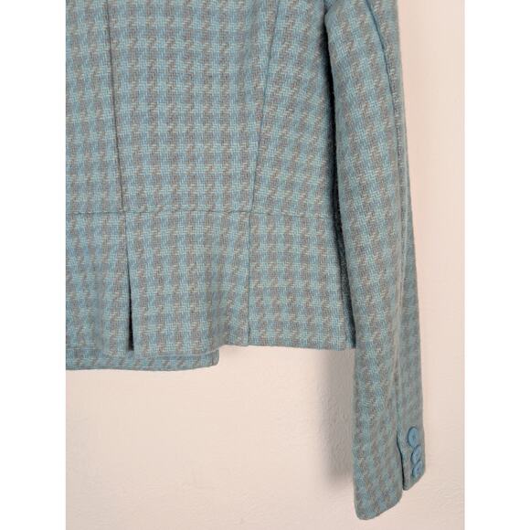 Abercrombie & Fitch Jacket Pea Coat Tweed Plaid Wool Blue Y2K Vintage Size M - Picture 7 of 10